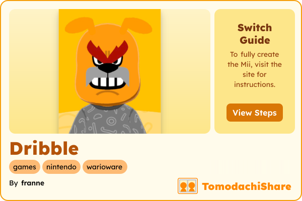 Dribble, a male Mii  with tags: games, nintendo, warioware