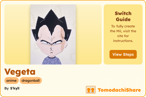Vegeta, a male Mii  with tags: anime, dragonball