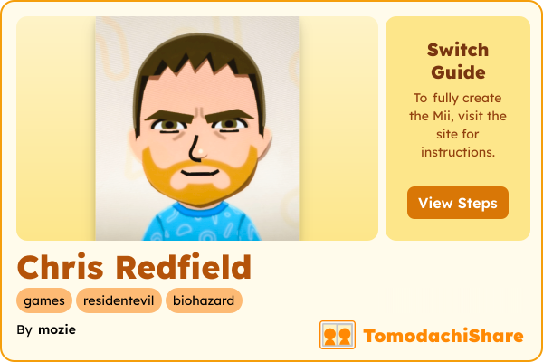 Chris Redfield, a male Mii  with tags: games