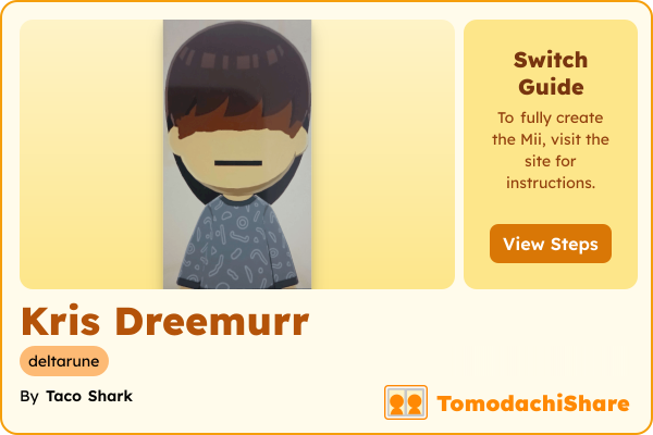 Kris Dreemurr, a nonbinary Mii  with tags: deltarune, games