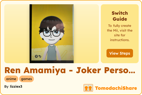 Ren Amamiya - Joker Persona 5, a male Mii  with tags: anime, games