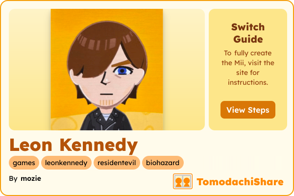 Leon Kennedy, a male Mii  with tags: games, leonkennedy, residentevil, biohazard