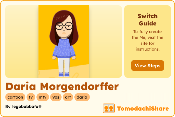 Daria Morgendorffer, a female Mii  with tags: cartoon, tv, mtv, 90s, art, daria
