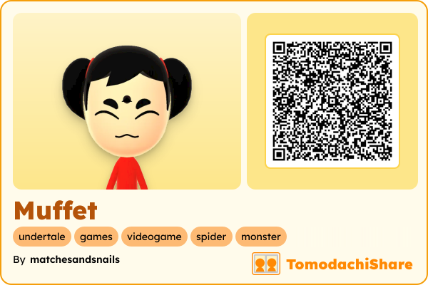 Muffet, a female Mii  with tags: undertale, games, videogame, spider, monster