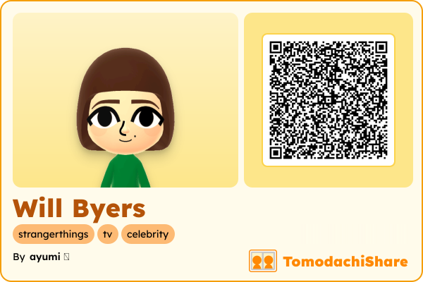 Will Byers, a male Mii  with tags: strangerthings, tv, celebrity