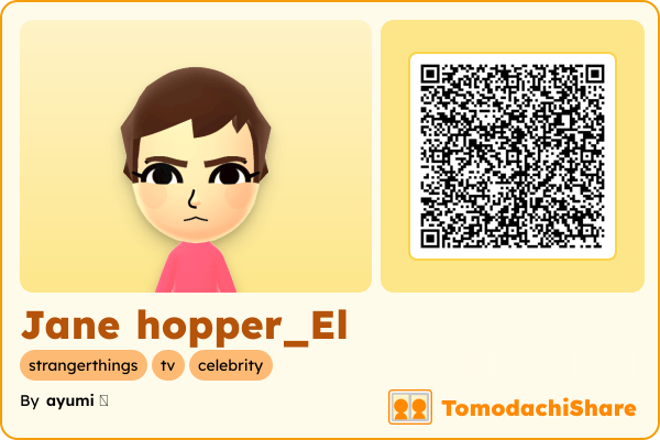 Jane hopper_El, a female Mii  with tags: strangerthings, tv, celebrity