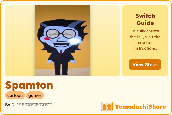 Spamton, a male Mii  with tags: cartoon, games