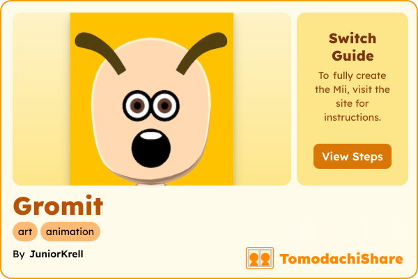 Gromit, a male Mii  with tags: art, animation