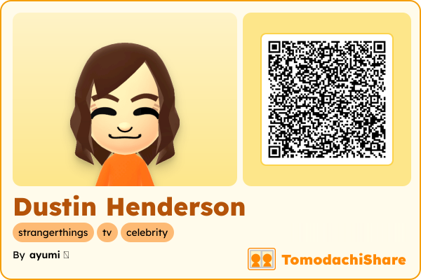 Dustin Henderson, a male Mii  with tags: strangerthings, tv, celebrity