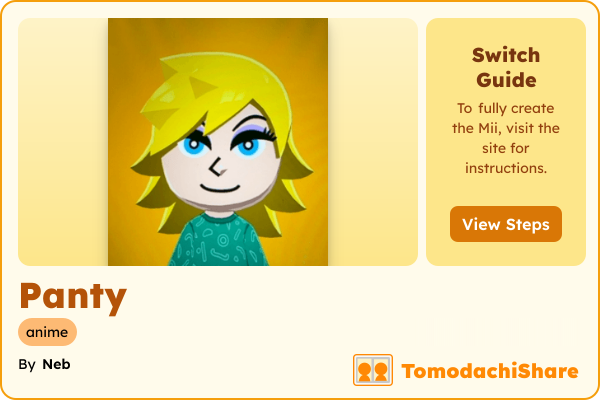 Panty, a female Mii  with tags: anime