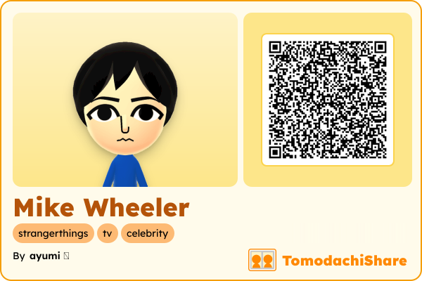 Mike Wheeler, a male Mii  with tags: strangerthings, tv, celebrity