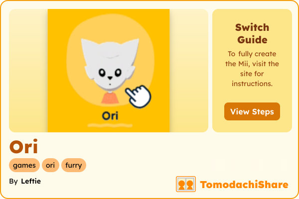Ori, a nonbinary Mii  with tags: games, ori, furry