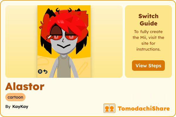 Alastor, a male Mii  with tags: cartoon