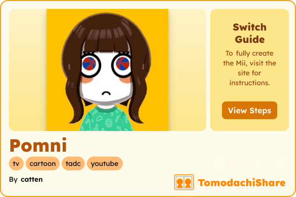 Pomni, a female Mii  with tags: tv, cartoon, tadc, youtube