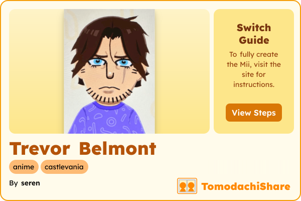 Trevor Belmont, a male Mii  with tags: anime, castlevania