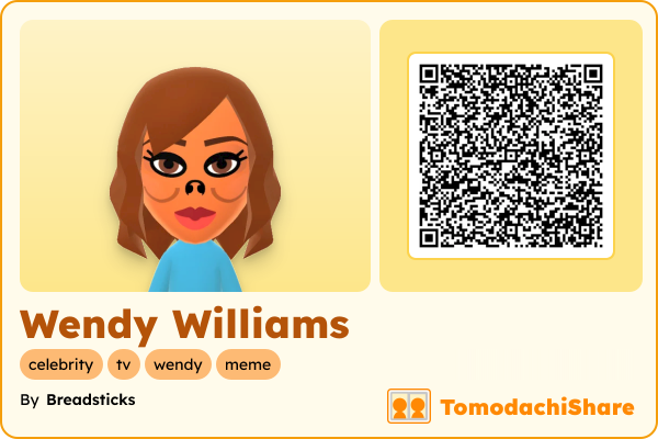 Wendy Williams, a female Mii  with tags: celebrity, tv, wendy, meme