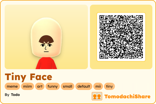 Tiny Face, a male Mii  with tags: meme, miim, art, funny, small, default, mii, tiny