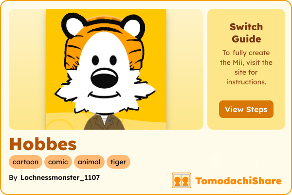 Hobbes, a male Mii  with tags: cartoon, comic