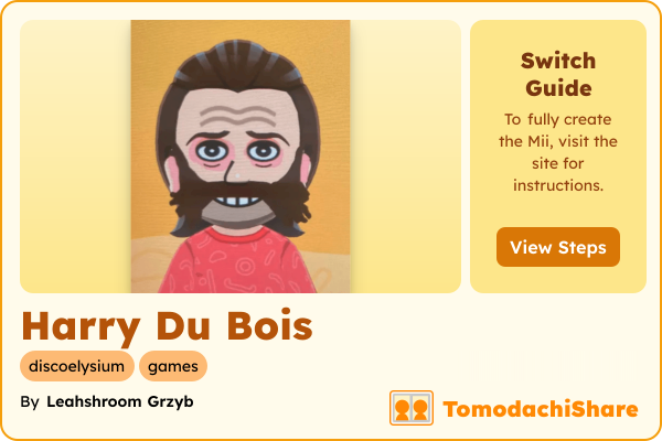 Harry Du Bois, a male Mii  with tags: discoelysium, games
