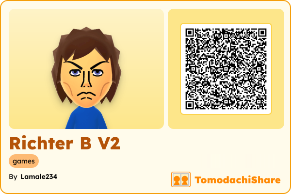 Richter B V2, a male Mii  with tags: games