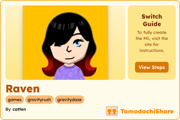Raven, a female Mii  with tags: games, gravityrush, gravitydaze