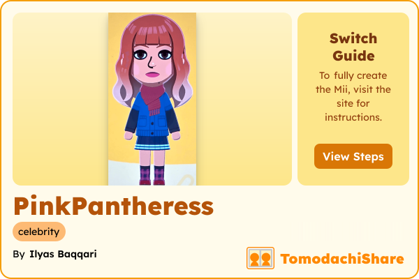 PinkPantheress, a female Mii  with tags: celebrity
