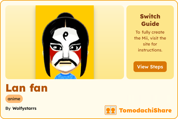Lan fan, a female Mii  with tags: anime