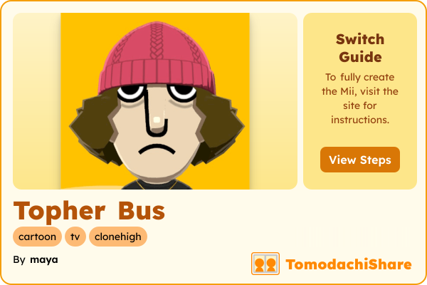 Topher Bus, a male Mii  with tags: cartoon, tv, clonehigh