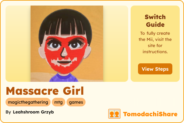 Massacre Girl, a female Mii  with tags: magicthegathering, mtg, games