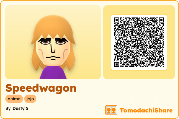Speedwagon, a male Mii  with tags: anime, jojo