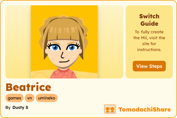 Beatrice, a female Mii  with tags: games, vn, umineko