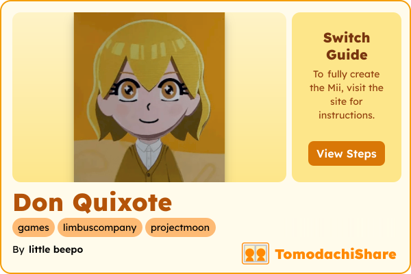 Don Quixote, a female Mii  with tags: games, limbuscompany, projectmoon