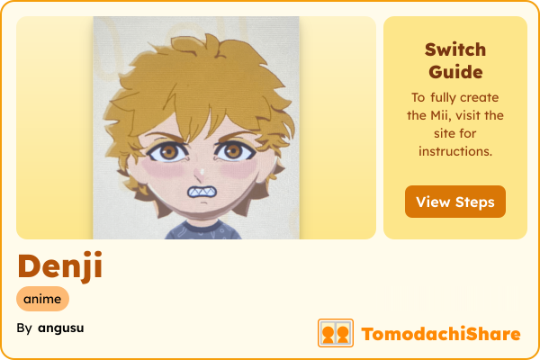 Denji, a male Mii  with tags: anime
