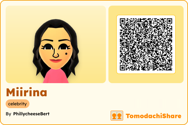 Miirina, a female Mii  with tags: celebrity