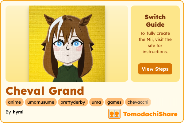 Cheval Grand, a female Mii  with tags: anime, umamusume, prettyderby, uma, games, chevacchi