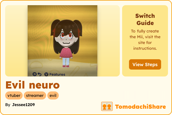 Evil neuro, a female Mii  with tags: vtuber, streamer, evil