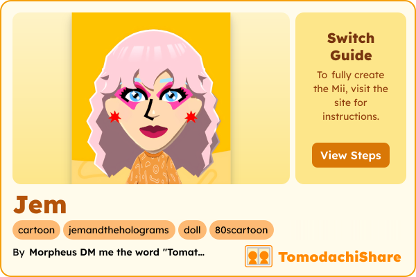 Jem, a female Mii  with tags: cartoon, jemandtheholograms, doll, 80scartoon