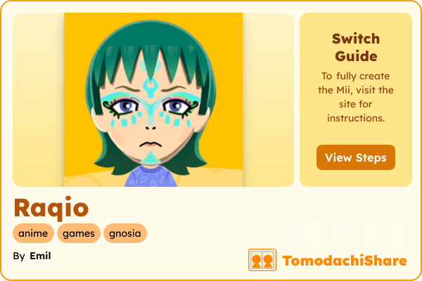 Raqio, a nonbinary Mii  with tags: anime, games, gnosia