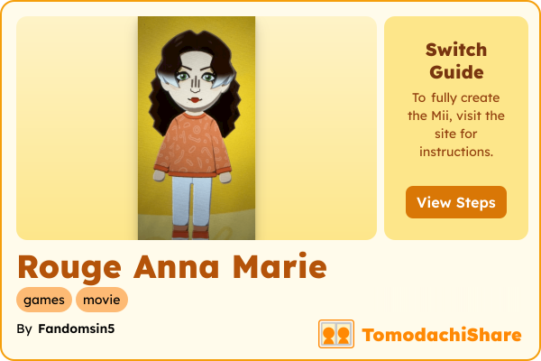Rouge Anna Marie, a female Mii  with tags: games, movie