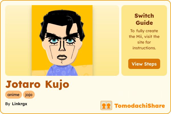 Jotaro Kujo, a male Mii  with tags: anime, jojo
