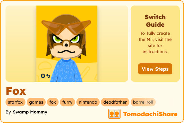 Fox, a male Mii  with tags: starfox, games, fox, furry, nintendo, deadfather, barrellroll