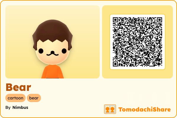 Bear, a male Mii  with tags: cartoon, bear