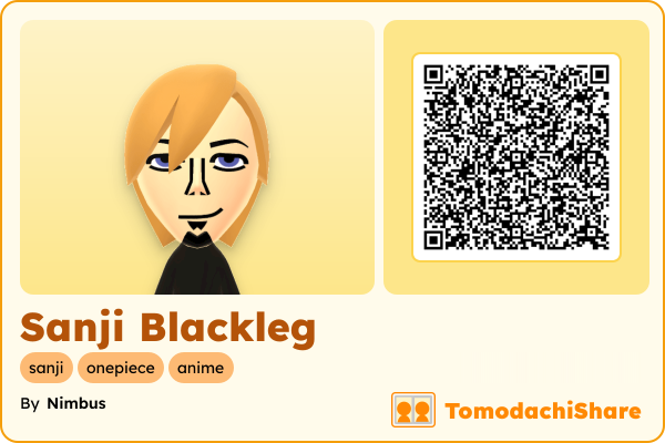 Sanji Blackleg, a male Mii  with tags: sanji, onepiece, anime
