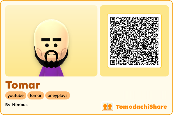 Tomar, a male Mii  with tags: youtube, tomar, oneyplays