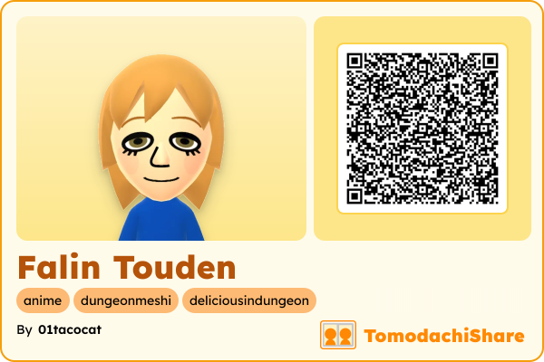 Falin Touden, a female Mii  with tags: anime, dungeonmeshi, deliciousindungeon