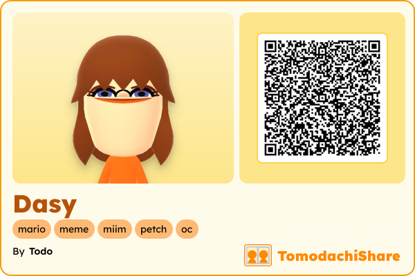 Dasy, a female Mii  with tags: mario, meme, miim, petch, oc