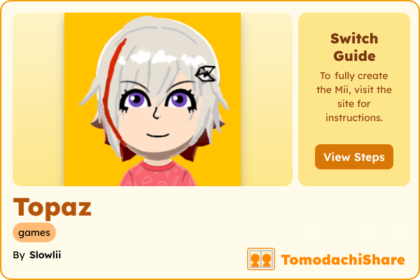 Topaz, a male Mii  with tags: games