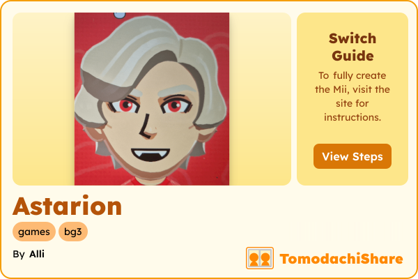 Astarion, a male Mii  with tags: games, bg3