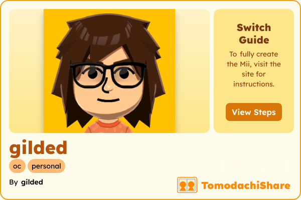 gilded, a nonbinary Mii  with tags: oc, personal