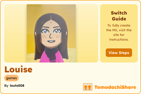 Louise, a female Mii  with tags: games